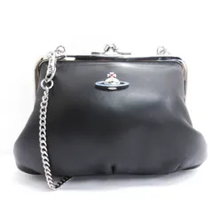 ヴィヴィアンウエストウッド Vivienne Westwood オーブ がま口 チェーン ショルダーバッグ レザー ブラック ☆AA★