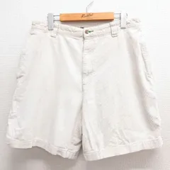 W32/古着 トミーヒルフィガー ショート ブランド コーデュロイ パンツ ショーツ メンズ 90s ワンポイントロゴ コットン 薄ベージュ カーキ 