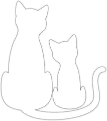 オリジナルデザインストア 猫シルエットステッカー 耐水・屋外耐候3.4年 ネコ シール 車 防水 光沢(ホワイト,  横15cmｘ縦17cm)