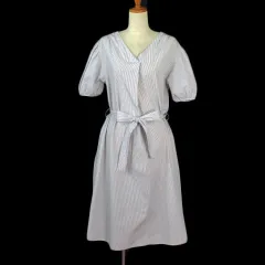 アースミュージック&エコロジー EARTH MUSIC & ECOLOGY カラーストライプワンピース F グレー 白 ホワイト