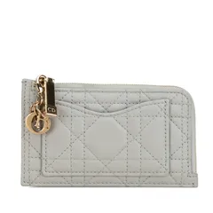ディオール カナージュ コインケース フラグメントケース グレー レザー レディース Dior【214-82866】