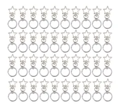【在庫セール】スター 40個付 平キーリング セット レバーナスカン 40個 シルバー ハンドメイド キーリング ナスカン 型 金具 星 かわいい