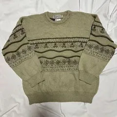 EQUATION 総柄クルーネックニットセーター M US古着