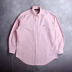 【Ralph Lauren】90s～00s YARMOUTH ピンク オックスフォード ボタンダウン 長袖シャツ 15.5-33 ラルフローレン ビンテージ