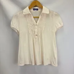 Burberry BLUE LABEL ワンポイント ラメ パフショルダー 2分丈 ポロシャツ FA556-194-12 サイズ38 07051303 02