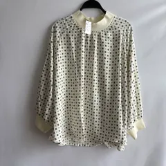 訳あり新品未使用タグ付き5L大きいサイズアイボリー長袖ブラウストップス総柄高級感