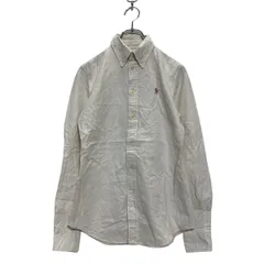 RALPH LAUREN 長袖 無地シャツ XS 150 キッズ オフホワイト ラルフローレン ボタンダウン ワンポイント 古着卸 アメリカ仕入 a604-5135