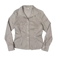 NARACAMICIE ナラカミーチェ ストライプ オープンカラー 長袖シャツ 1/ブラウン ホワイト