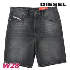 新品・未使用 ディーゼル DIESEL ブラックデニムショートパンツ ハーフパンツ メンズ ヴィンテージウォッシュ加工 ワンポイント刺繍ロゴ D-STRUKT-SHORT