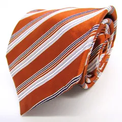 コムサメン ブランド ネクタイ シルク ストライプ柄 PO メンズ オレンジ COMME CA MEN 【中古】