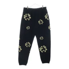 DENIM TEARS (デニムティアーズ) ×CACTUS PLANT FLEA MARKET カクタス プラント フリー マーケット フラワープリントデザイン スウェットパンツ ブラック