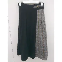 ◇ MAJESTIC LEGON チェック 切替 ロング フレア スカート サイズM ブラック グレー マルチ レディース  【中古】 【1205120007239】
