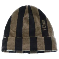 FENDI (フェンディ) ボーダー柄 ビーニー ニット帽 ベージュのサムネイル
