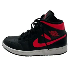♪2764 NIKE Women's AIR JORDAN 1 MID BLACK/SIREN RED/WHITE スニーカー BQ6472-004 27cm 未使用保管品 ナイキ ウィメンズ エアジョーダン1 ミッド ブラック/サイレンレッド/ホワイト