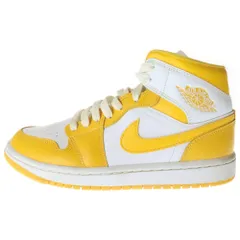 NIKE (ナイキ) WMNS AIR JORDAN 1 MID Lemon ウィメンズ エアジョーダン1 レモン ミッドカットスニーカー イエロー/ホワイト US6.5/23.5cm BQ6472-117
