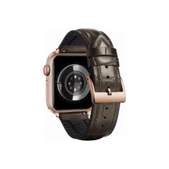 Apple Watch バンド 38mm 40mm 41mm アップルウォッチバンド ワニ革模様レザー （ブラウン/ローズゴールド バックル）