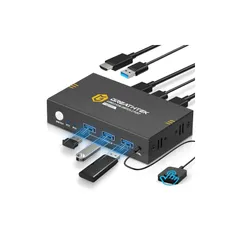 「2024版」KEBENES USB3.0 KVMスイッチ、2台のPCを1台のモニターに接続、4K@60Hz解像度、HDMI KVM切替器 2入力1出力、ボタン&有線リモコン切り替え対応、仕事/会議/娯楽に最適 1