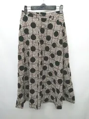 ◇ merlot plus 千鳥格子 ドット 水玉 膝下丈 フレア スカート ブラウン ベージュ ブラック レディース P  【1403180018626】のサムネイル