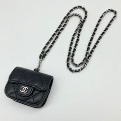 CHANEL シャネル マトラッセ キャビアスキン AirPodsケース エアポッズケース ブラック 黒 シルバー金具 ココマーク 30番台 イヤホンケース 【中古】ABランク　3_83