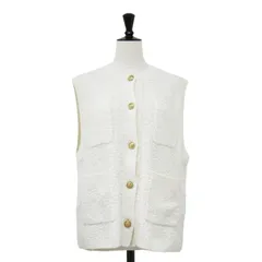 【美品】green label relaxing グリーンレーベル リラクシング ベスト ホワイト 白 サイズ:FREE / ミックス ツイード ジレ / ベスト 金ボタン コットン / トップス 羽織り / ユナイテッドアローズ【レディース】【中古】