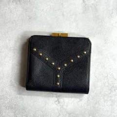イヴ・サンローラン　YSL　がま口　二つ折り　長財布　レザー YVES SAINT LAURENT イヴ・サンローラン ロゴ 二つ折り財布