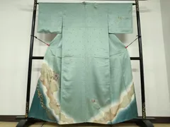 平和屋着物●訪問着　刺繍　立波草花文　暈し染め　金銀彩　正絹　逸品　DAAY5299ud