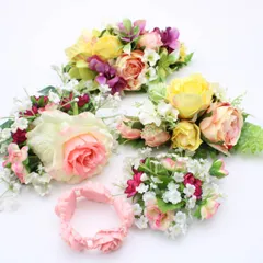 【フラダンス 小物 まとめ売り】全5点 セット クリップ ピンク 花 髪飾り 頭飾り 大きい ダンス用 民族舞踊 薔薇 花 葉っぱ タヒチアンダンス 小物セット ヘアセット ヘアアクセサリー アクセサリー かわいい 綺麗 きれいめ おしゃれ イベント