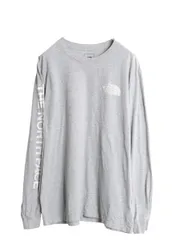 【お得なクーポン配布中!】 ノースフェイス プリント 長袖 Tシャツ メンズ XL アウトドア ロンT ロングスリーブ カットソー 袖プリント ワンポイント 大きいサイズ 灰