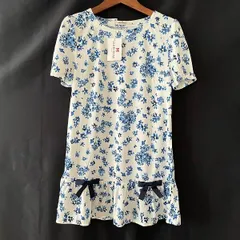 #snc ギャラリービスコンティ GALLERYVISCONTI チュニック 2 白 青系 花柄 半袖 リボン タグ付き 美品 レディース [899514]