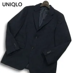 22AW★ UNIQLO ユニクロ 秋冬★ ヘリンボーン ウールブレンド ツイード テーラード ジャケット Sz.M メンズ 紺 ネイビー