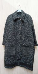 DIESEL/ディーゼル/コート/レオパード柄ウォッシュデニム切替ジャガーウールコート/グレー系/XXSサイズ