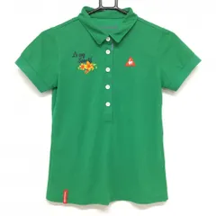 ★値下げ★【美品】ルコック 半袖ポロシャツ グリーン 花柄刺しゅう レディース M ゴルフウェア le coq sportif