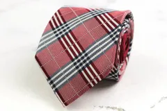 オリヒカ ブランド ネクタイ チェック柄 格子柄 シルク メンズ ワインレッド ORIHICA 【中古】