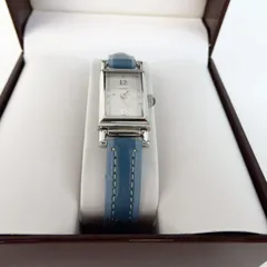 【COACH】コーチ 腕時計 クオーツ スカイブルー シルバー 稼働品 レザー ギャランティカード・箱付き レディース【中古】4-2 41130