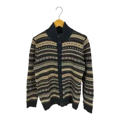 ユニクロ UNIQLO old ノルディック柄 モックネック 胡桃ボタン ニットカーディガン メンズ JPN：M 