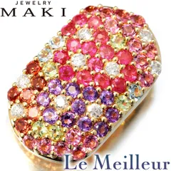 ジュエリーマキ MAKI マルチカラー パヴェペンダントトップ ルビー 0.70ct ダイヤモンド 0.28ct K18YG 中古 プレラブド 返品OK