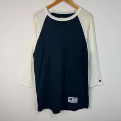 Champion チャンピオン ラグランTシャツ 7分袖 ブラック 黒 ホワイト 白 サイズL コットン ツートンカラー 七分袖  アメカジ スポーツ ストリート カジュアル 古着