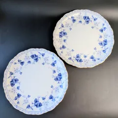 【美品】ナルミ　ボーンチャイナ　大皿　金彩　ブルー　花柄