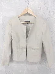 ◇ UNITED ARROWS 　green label relaxing グリーンレーベルリラクシング 長袖 ノーカラー ジャケット 40 アイボリー系 * 【1002799918916】