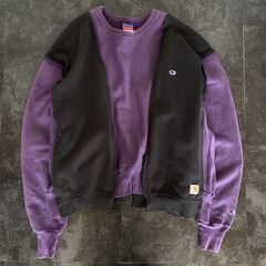 【Remake】Champion × Carhartt チャンピオン カーハート 再構築 好配色 リメイク 解体 つぎはぎ ドッキング オーバーサイズ ゆるだぼ 肉厚 トレーナー パープル系 古着 Y2K 海外 No.17