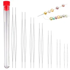 新品 ビーズ針 超極細針 手縫針 収納ケース付きビーズ刺繍針 ビーズ編み針 ブレスレット ジュエリー DIY 手縫い工芸品 長さ5.8/7.6/10.2/11.5/12.8cm 5pcs (5)