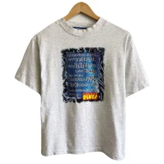 カナダ製 AUTHENTIC モックネック メッセージプリント フロントプリント シングルステッチ 半袖Tシャツ ライトグレー Lサイズ No.Y599のサムネイル