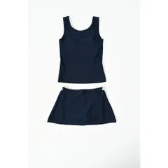 ☆ ネイビー ☆ 110cm ☆ スクール水着 セパレート スカートタイプ セットアップ スクール水着 セパレート スカート 水着 スイムウェア 女の子 女児 子供水着 キッズ ジュニア ノースリーブ ネイビー 紺 シンプル 無地 HW8267 定番 スポーツ