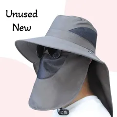 【未使用】サファリハット 帽子 ネックガード付き 紫外線対策 アウトドア グレー,軽量で通気性抜群。首・顔を守るUVカット仕様。登山・釣り・園芸に最適な未使用品。