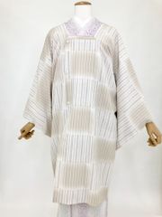 道行【新品】袷 対応身長:158cm前後 白×ベージュ 格子 109-0008