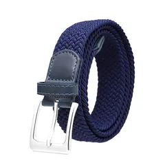 【新品】 [サヴィルマン] 【穴なし無段階フィット】 ベルト メンズ メッシュベルト 編み込み 伸縮ベルト ゴム 伸びる カジュアル ビジネス 紳士 レザー (ネイビー) 1