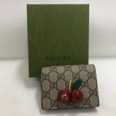 02w17886 グッチ GUCCI  GGスプリーム チェリー コンパクトウォレット  ブラウン  イタリア製 レディース  箱あり  二つ折り財布  476050  【中古品】
