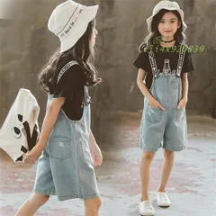 子供服 女の子 上下 セット キッズ服 ガールズ 通園 サスペンドパンツ 赤ちゃん セットアップ 韓国風 夏 通学 デニム Tシャツ 春 可愛い 子供の日 パンツ  vii4x920839