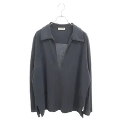 JIL SANDER (ジルサンダー) オーバーサイズVネックプルオーバーコットン長袖シャツ ネイビー JSMU707015のサムネイル