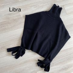 Libra リブラ サイドリボン ニットベスト Fサイズ ブラック レディース